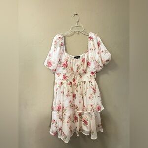 Trixxi White and Pink Floral Dress